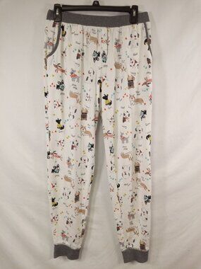 Cuddl Duds Women's White w/Dog Breed Print Pajama Bottoms Size Medium